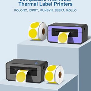 POLONO Label Printer, PL420 4x6 Thermal Printer, High-Speed Shipping Label Printer, Commercial Direct Thermal Printer, 2" Yellow Circle Thermal Sticker Labels, Self-Adhesive Stickers Labels