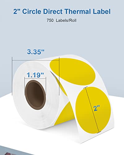 POLONO Label Printer, PL420 4x6 Thermal Printer, High-Speed Shipping Label Printer, Commercial Direct Thermal Printer, 2" Yellow Circle Thermal Sticker Labels, Self-Adhesive Stickers Labels