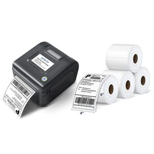 POLONO Label Printer, PL420 4x6 Thermal Printer, High-Speed Shipping Label Printer, Commercial Direct Thermal Printer, 4x6 Thermal Labels, 200 Labels/Roll (4 Pack)