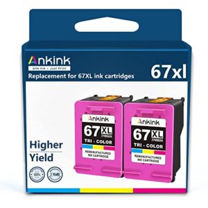 ankink 67xl color ink cartridge hp67 hp 67 xl for deskjet 2700 2700e 2752 2752e 2742e 2755 2755e 4100 4100e 4152e 4155 4155e envy 6000 6055e 6055 6400 6458 6458e 6452 6455 6455e printer hp67xl