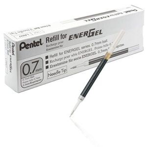 pentel refill ink for energel 0.7mm needle tip liquid gel pen, pack of 12, blue ink (lrn7-c-12)