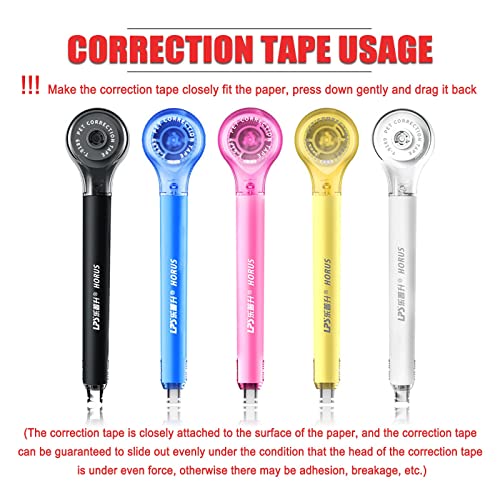 MAYRAIN 5pcs Correction Tape Pen, White, 1/5" x 236", Push-pull Protectiv