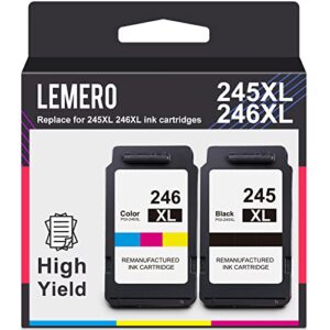 lemero 245xl 246xl remanufactured ink cartridge replacement for canon 245 246 243 244xl combo pack for pixma mg2522 mx490 mx492 ts3322 tr4520 mg2922 tr4522 ts3122 ts202 printer (1 black, 1 color)