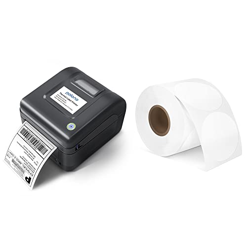 POLONO Label Printer, PL420 4x6 Thermal Printer, High-Speed Shipping Label Printer, Commercial Direct Thermal Printer, 2" White Circle Direct Thermal Labels, Self-Adhesive Thermal Stickers Labels