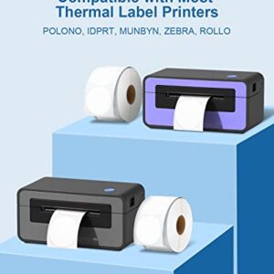 POLONO Label Printer, PL420 4x6 Thermal Printer, High-Speed Shipping Label Printer, Commercial Direct Thermal Printer, 2" White Circle Direct Thermal Labels, Self-Adhesive Thermal Stickers Labels