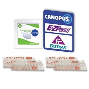 canopus ez pass mounting strips: adhesive strips, dual lock tape, ezpass tag holder, peel-and-stick strips (2 sets – 4 pcs) with cleaning prep pad (1 pieces) – (pack of 1)