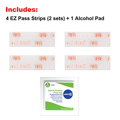 CANOPUS EZ Pass Mounting Strips: Adhesive Strips, Dual Lock Tape, Ezpass Tag Holder, Peel-and-Stick Strips (2 Sets - 4 pcs) with Cleaning Prep Pad (1 Pieces) - (Pack of 1)