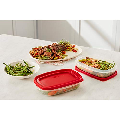 Rubbermaid EasyFindLids Meal Prep Containers, 5.5 Cup, Red