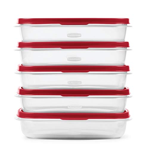 Rubbermaid EasyFindLids Meal Prep Containers, 5.5 Cup, Red