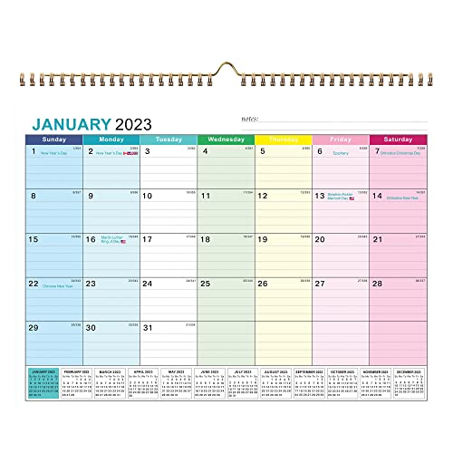 Kyweel Wall Calendar 2023-2024, January 2023-June 2024, 15" x 12", Highlight Holidays, Planning Calendar, Thick Paper