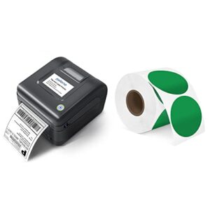 POLONO Label Printer, PL420 4x6 Thermal Printer, High-Speed Shipping Label Printer, Commercial Direct Thermal Printer, 2" Green Circle Thermal Sticker Labels, Self-Adhesive Stickers Labels
