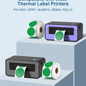 POLONO Label Printer, PL420 4x6 Thermal Printer, High-Speed Shipping Label Printer, Commercial Direct Thermal Printer, 2" Green Circle Thermal Sticker Labels, Self-Adhesive Stickers Labels