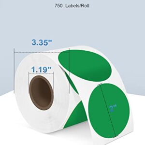 POLONO Label Printer, PL420 4x6 Thermal Printer, High-Speed Shipping Label Printer, Commercial Direct Thermal Printer, 2" Green Circle Thermal Sticker Labels, Self-Adhesive Stickers Labels