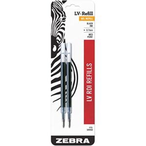 zebra pen lv-refill for gel ink pens, medium point, 0.7mm, black ink, 2-pack