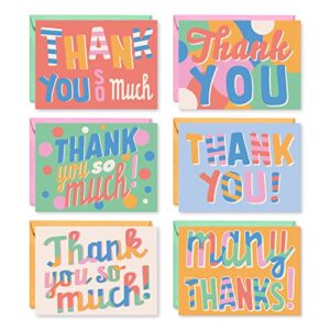 s&o fun thank you cards with envelopes – blank thank you cards for handwritten messages – thank you notes with envelopes set of 24 – assorted thank you cards with pop color envelopes to mix & match