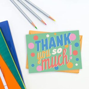 S&O Fun Thank You Cards with Envelopes - Blank Thank You Cards for Handwritten Messages - Thank You Notes with Envelopes Set of 24 - Assorted Thank You Cards with Pop Color Envelopes to Mix & Match