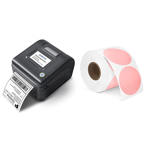 POLONO Label Printer, PL420 4x6 Thermal Printer, High-Speed Shipping Label Printer, Commercial Direct Thermal Printer, 2" Pink Circle Direct Thermal Labels, Self-Adhesive Thermal Stickers Labels