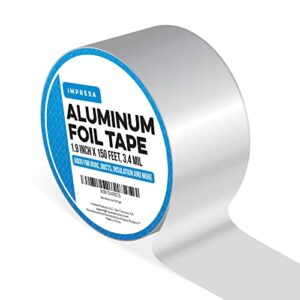 [150 Feet / 50 Yards] 1.9 Inch Wide Aluminum Tape/Aluminum Foil Tape – Professional/Contractor-Grade - Excellent Sealing & Patching Hot and Cold HVAC, Duct, Pipe, Insulation Home and Commercial