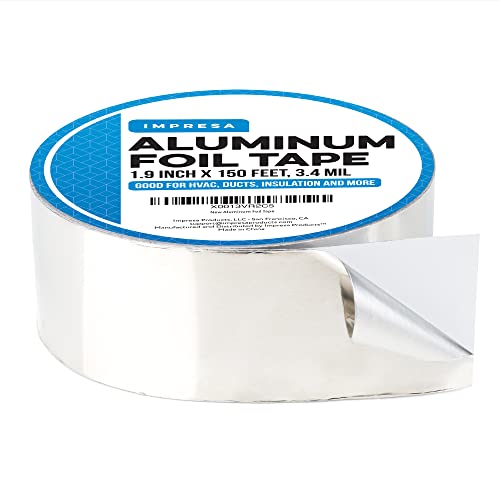 [150 Feet / 50 Yards] 1.9 Inch Wide Aluminum Tape/Aluminum Foil Tape – Professional/Contractor-Grade - Excellent Sealing & Patching Hot and Cold HVAC, Duct, Pipe, Insulation Home and Commercial