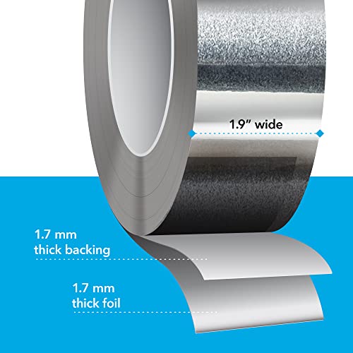 [150 Feet / 50 Yards] 1.9 Inch Wide Aluminum Tape/Aluminum Foil Tape – Professional/Contractor-Grade - Excellent Sealing & Patching Hot and Cold HVAC, Duct, Pipe, Insulation Home and Commercial