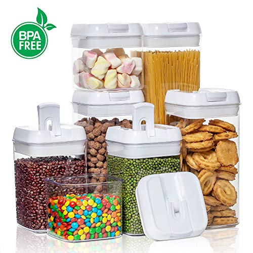 Airtight Food Storage Containers, Vtopmart 20 Pieces BPA Free Plastic Cereal Containers with Easy Lock Lids,for Kitchen Pantry Organization and Storage, Include 24 Labels