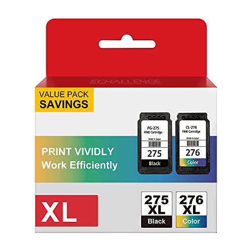 PG-275XL CL-276XL High Yield Ink Cartridges Replacement Remanufactured for Canon 275 276 XL PG-275 CL-276 PG275 CL276 use with Pixma TR4720 TS3522 TS3520 TR4722 (1 Black, 1 Tri-Color)