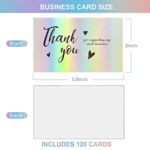 120Pcs Thank You Cards Small Business, FZR Legend Mini 6 Styles Thank You for Supporting Cards Notes Shopping Holographic Thanks Greeting Cards for Retail Store Owner Goods Customer 2x3.5 Inch