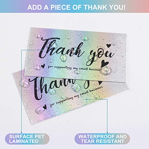 120Pcs Thank You Cards Small Business, FZR Legend Mini 6 Styles Thank You for Supporting Cards Notes Shopping Holographic Thanks Greeting Cards for Retail Store Owner Goods Customer 2x3.5 Inch