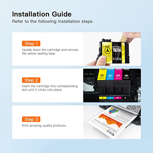 E-Z Ink (TM) Remanufactured Ink Cartridge Replacement for Epson 702XL T702XL 702 T702 to use with Workforce Pro WF-3720 WF-3730 WF-3733 Printer (1 Large Black, 1 Cyan, 1 Magenta, 1 Yellow, 4 Pack)