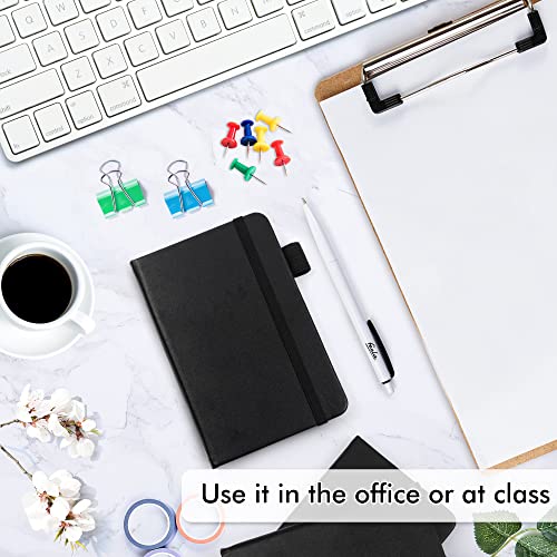 3 Pack Pocket Notebook Journals with 3 Black Pens, Feela A6 Mini Cute Small Journal Notebook Bulk Hardcover College Ruled Notepad with Pen Holder for Office School Supplies, 3.5”x 5.5”, Black