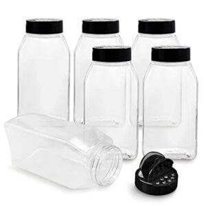 ROYALHOUSE - 6 PACK - 32 Oz with Black Cap - Plastic Spice Jars Bottles Containers ? Perfect for Storing Spice, Herbs and Powders ? Lined Cap - Safe Plastic ? PET - BPA free - Made in the USA?