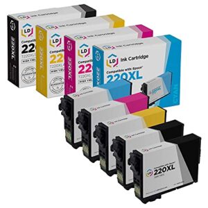 ld products remanufactured ink cartridge replacement for epson 220xl high yield (2 black, 1 cyan, 1 magenta, 1 yellow, 5-pack)