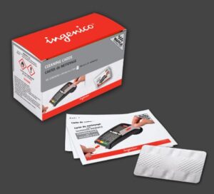 ingenico card terminal cleaning card featuring waffletechnology, 40 cards per box