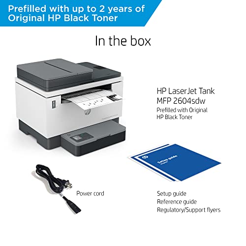 HP LaserJet Tank MFP 2604sdw Wireless Black & White Printer Prefilled With Up to 2 Years of Original HP Toner (381V1A)