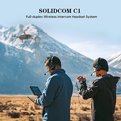 Hollyland Solidcom C1 Wireless Headset Intercom System 4-Person Full Duplex 1100ft Team Communication Group Talk Single-Ear Headset with 1 Master & 3 Remote Headsets