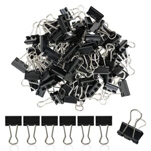 metal small binder clips small for paperwork,50 pack 3/4 inch paper clamps clips office supplies,mini black office clips