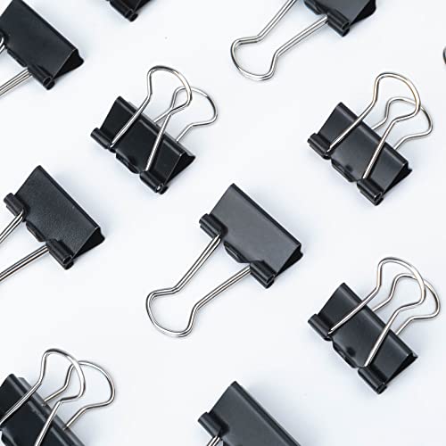 Metal Small Binder Clips Small for Paperwork,50 Pack 3/4 Inch Paper Clamps Clips Office Supplies,Mini Black Office Clips