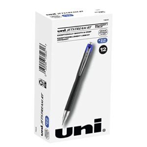 uni-ball jetstream rt retractable ballpoint pens medium point, 1.0mm, blue, 12 pack