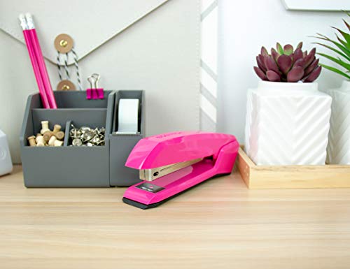 Bostitch Office Ascend 3 in 1 Stapler Integrated Remover & Staple Storage, 420 Staples Included, 20 Sheet Capacity, Lightweight, Pink