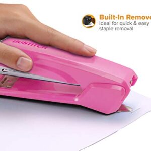 Bostitch Office Ascend 3 in 1 Stapler Integrated Remover & Staple Storage, 420 Staples Included, 20 Sheet Capacity, Lightweight, Pink