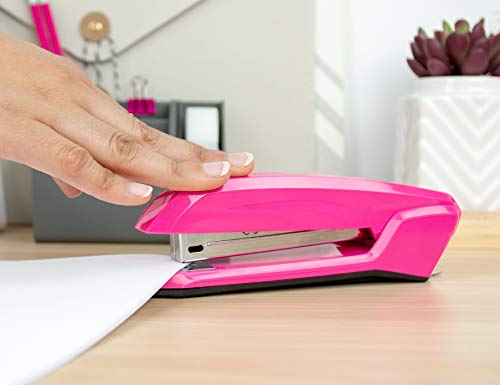 Bostitch Office Ascend 3 in 1 Stapler Integrated Remover & Staple Storage, 420 Staples Included, 20 Sheet Capacity, Lightweight, Pink