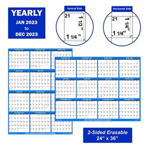 24" x 36" SwiftGlimpse 2023 Paper Folded Wall Calendar Large 12 Month Annual Yearly Wall Planner, Reversible, Horizontal/Vertical, Navy