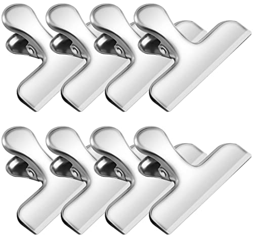 Chip Clips, 8 Pack Stainless Steel Chip Clips, Chip Clips Bag Clips Food Clips, Bag Clips for Food, Clips for Food Packages, Chip Bag Clips - Air Tight Seal, Heavy Duty Snack Clips Kitchen Clips