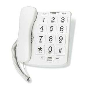 packard bell big button corded phone for hearing and visually impaired telephone for seniors, includes speed dial, big buttons, works in power outages, extra loud ringer and speaker, white