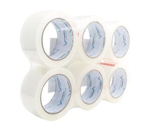 heavy duty packaging tape, clear packing tape designed for moving boxes, shipping, office, and storage, commercial grade 2.7mil thickness, 60 yards length, 360 total yards