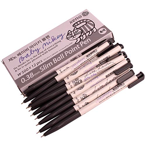 Xeno Baby Mikey 0.38 Mm Slim Ball Point Pen Box of 12 (Black)