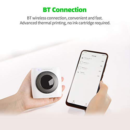 PAPERANG P2 Mini Pocket Printer BT Wireless Printer Portable Thermal Printer 300dpi for Photo Picture Receipt Memo Note Label Sticker Compatible with Android iOS Windows Mac