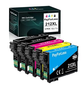 payforless remanufactured 212xl ink cartridge for epson 212xl t212xl 212 xl for expression home epson xp-4100 epson xp-4105 workforce wf-2830 wf-2850 printer 5pack(2 black cyan magenta yellow)