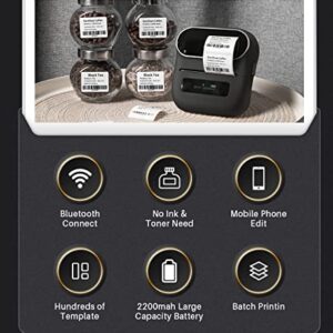 Phomemo M220 Label Maker - 3.14 Inch Barcode Printer - Portable Bluetooth Thermal Label Sticker Maker Machine for Mailing, Jars, Qr Code, Address, Compatible with iOS, Android,with 4 Rolls Labels