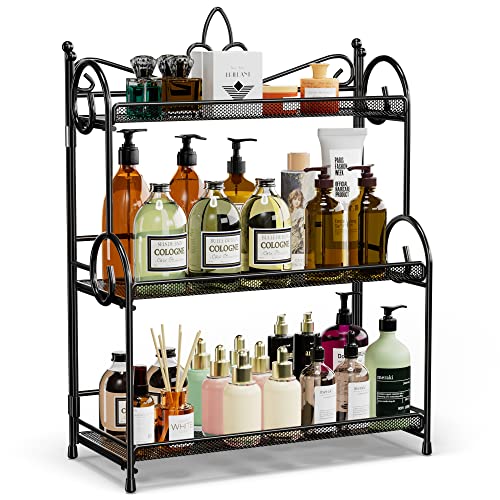 YIUKEA Bathroom Organizer Countertop - 3 Tier Spice Rack Organizer, Counter Organization and Storage for Bathroom, Kitchen, Bedroom, Offices, Foldable